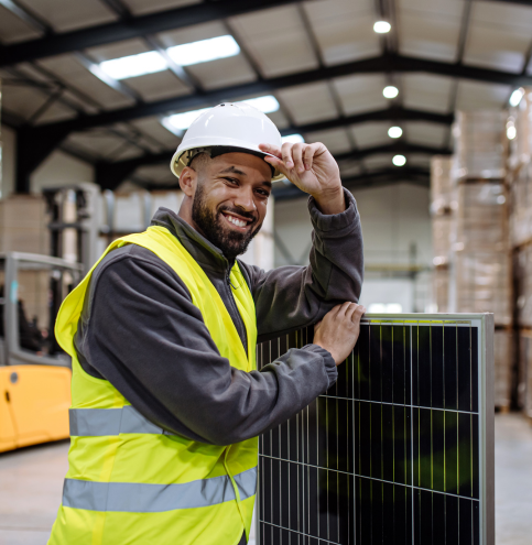 Engineer with solar panel